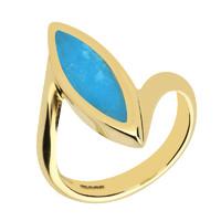 9ct Yellow Gold Turquoise Toscana Marquise Twist Ring