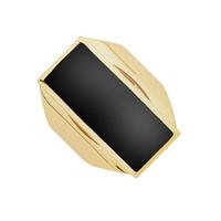 9ct Yellow Gold And Whitby Jet Medium Oblong Ring