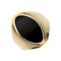9ct Yellow Gold And Whitby Jet Micro Oval Ring