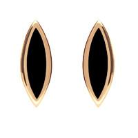 9ct Rose Gold Whitby Jet Toscana Marquise Stud Earrings