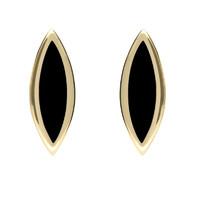 9ct Yellow Gold Whitby Jet Toscana Marquise Stud Earrings