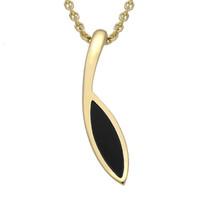 9ct Yellow Gold Whitby Jet Toscana Marquise Stone Pendant