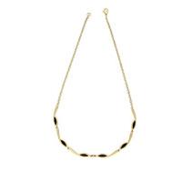 9ct Yellow Gold Whitby Jet Toscana Six Stone Link Necklace