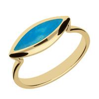 9ct Yellow Gold Turquoise Toscana Side Marquise Ring