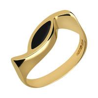 9ct Yellow Gold Whitby Jet Toscana Overlapping Marquise Ring