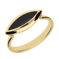 9ct Yellow Gold Whitby Jet Toscana Side Marquise Ring