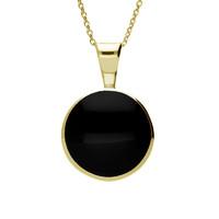 9ct Yellow Gold And Whitby Jet Contemporary Round Necklace