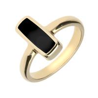 9ct Yellow Gold And Whitby Jet Dinky Oblong Ring