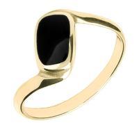 9ct Yellow Gold and Whitby Jet Oblong Twist Shank Ring