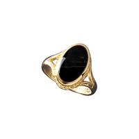 9ct Yellow Gold And Whitby Jet Oval Rope Edge Ring