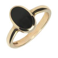 9ct Yellow Gold And Whitby Jet Oval Shaped Ring