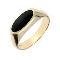9ct Yellow Gold and Whitby Jet Oval Signet Ring