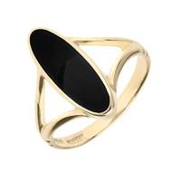 9ct Yellow Gold And Whitby Jet Oval Split Shank Ring