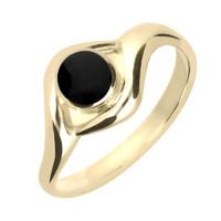 9ct Yellow Gold And Whitby Jet Round Twist Ring