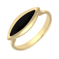 9ct Yellow Gold And Whitby Jet Toscana Side Marquise Ring