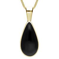 9ct Yellow Gold And Whitby Jet Classic Teardrop Necklace