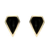 9ct Yellow Gold Whitby Jet Kite Stud Earrings