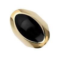 9ct Yellow Gold Whitby Jet Medium Oval Band Ring