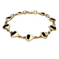 9ct Yellow Gold and Whitby Jet 9 Stone Freeform Bracelet