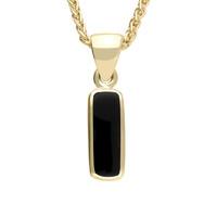 9ct Yellow Gold And Whitby Jet Dinky Oblong Necklace