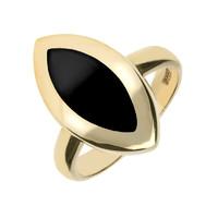 9ct Yellow Gold And Whitby Jet Framed Marquise Ring