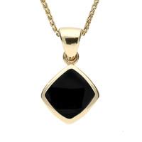 9ct Yellow Gold Whitby Jet Cushion Necklace