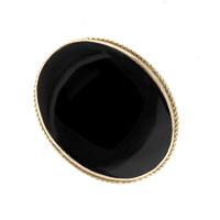 9ct Yellow Gold Whitby Jet Large Oval Stone Statement Ring