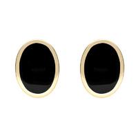 9ct Yellow Gold Whitby Jet Framed Oval Stud Earrings