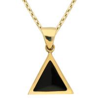 9ct Yellow Gold Whitby Jet Flat Triangle Necklace
