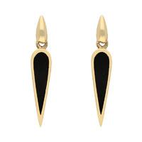 9ct Yellow Gold Whitby Jet Toscana Peardrop Stud Earrings