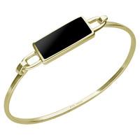9ct Yellow Gold and Whitby Jet Oblong Bangle