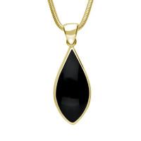 9ct Yellow Gold And Whitby Jet Pointed Pear Necklace