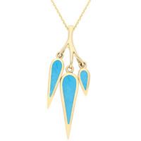 9ct Yellow Gold Turquoise Toscana Three Stone Peardrop Necklace