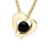 9ct Yellow Gold And Whitby Jet Abstract Heart Necklace