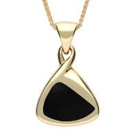9ct Yellow Gold And Whitby Jet Freeform Triangle Necklace