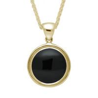 9ct Yellow Gold And Whitby Jet Round Ribbed Necklace