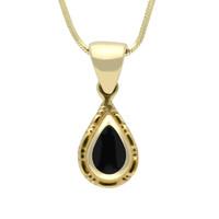 9ct Yellow Gold And Whitby Jet Small Beaded Pear Necklace