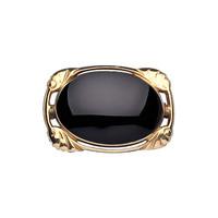 9ct Yellow Gold and Whitby Jet Oblong Oval Shaped Brooch