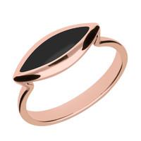 9ct Rose Gold Whitby Jet Toscana Side Marquise Ring