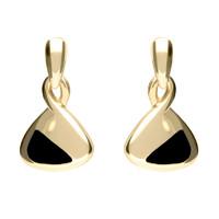 9ct Yellow Gold And Whitby Jet Freeform Drop Earrings