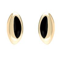 9ct Yellow Gold And Whitby Jet Freeform Stud Earrings