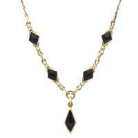 9ct Yellow Gold And Whitby Jet Dinky Diamond Shaped Necklace