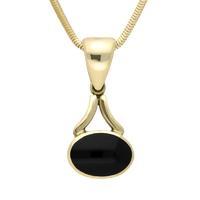 9ct Yellow Gold and Whitby Jet Long Drop Necklace