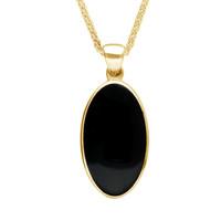 9ct Yellow Gold And Whitby Jet Oval Open Back Long Necklace