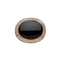 9ct Yellow Gold and Whitby Jet Classic Framed Oval Brooch