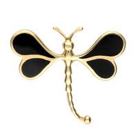 9ct Yellow Gold and Whitby Jet Dragonfly Brooch