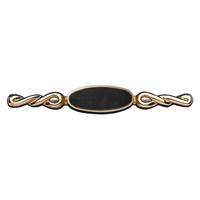 9ct Yellow Gold and Whitby Jet Oval Twist Bar Brooch