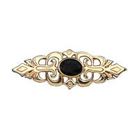9ct Yellow Gold and Whitby Jet Pierced Bar Brooch