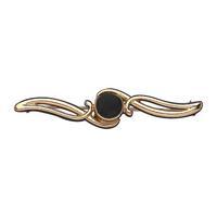 9ct Yellow Gold and Whitby Jet Scroll Bar Brooch