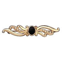 9ct Yellow Gold and Whitby Jet Scroll Bead Brooch